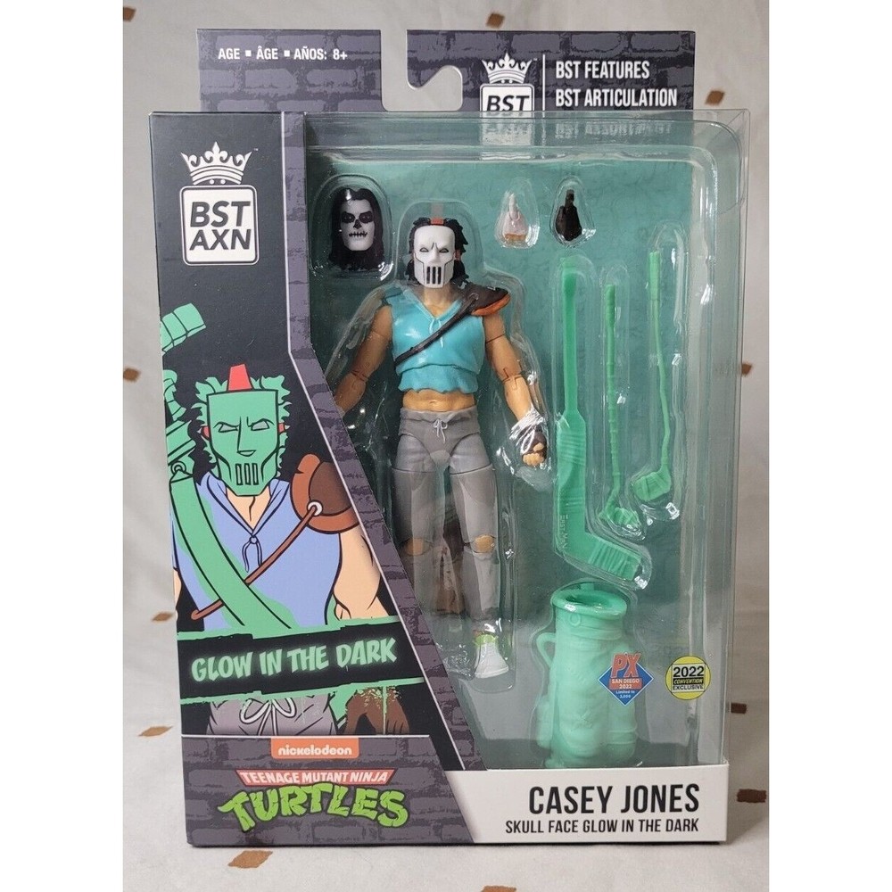 2022 SDCC EXCLUSIVE TMNT Casey Jones Skull Face Glow In The Dark BST AXN Figure